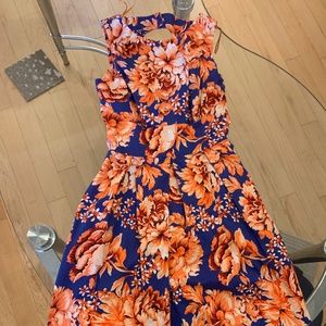 Closet Blue and Orange Back Cutout Dress w.Pockets